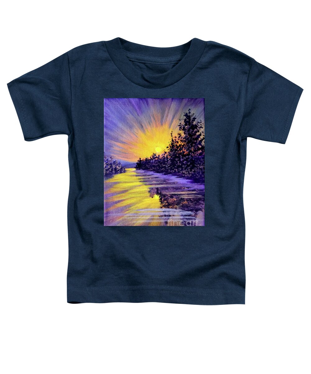 Purple Toddler T-Shirt featuring the painting Purple Sunset by Sarah Irland