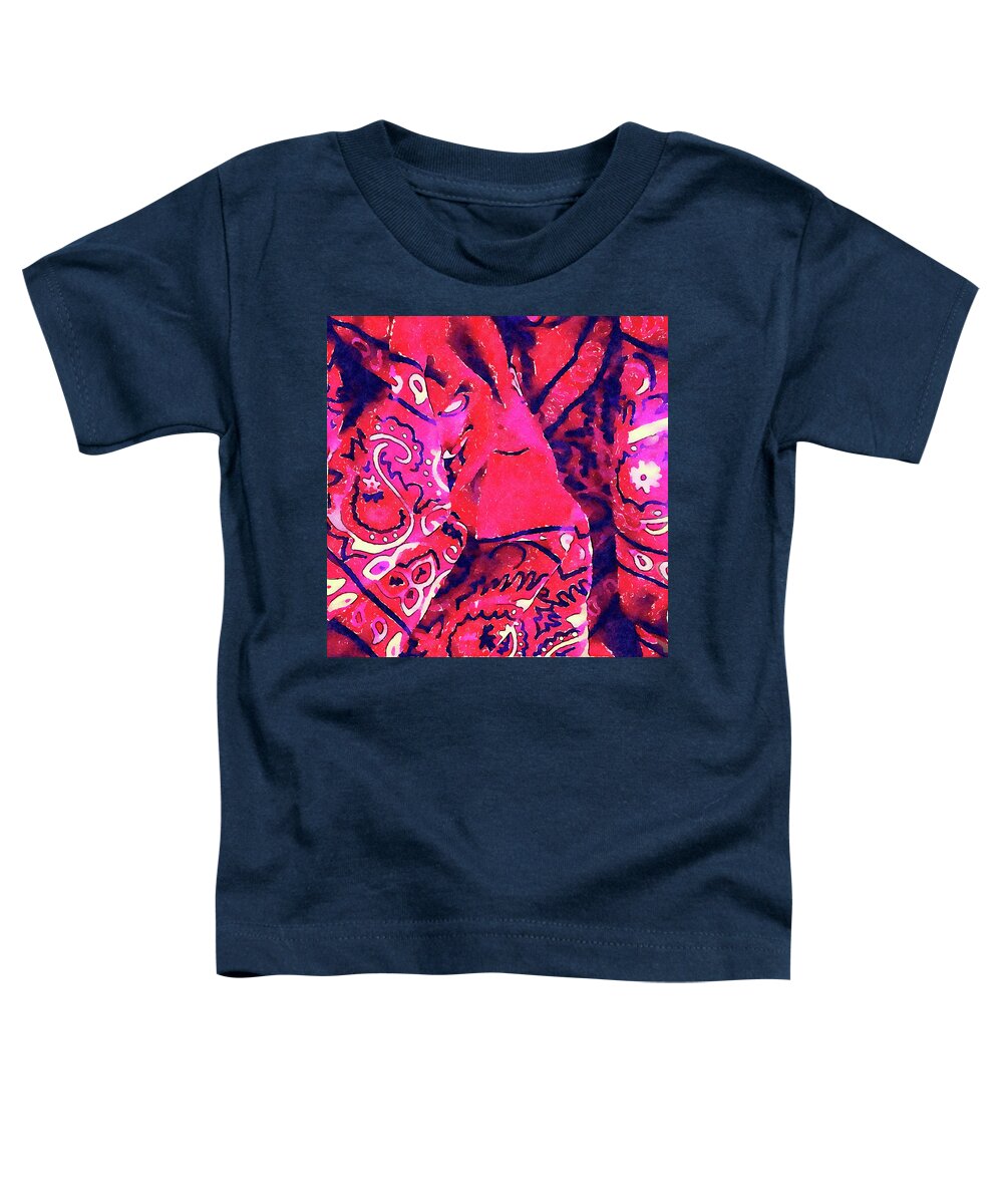 Red Toddler T-Shirt featuring the digital art Red Bandana Abstract Watercolor Painting by Shelli Fitzpatrick