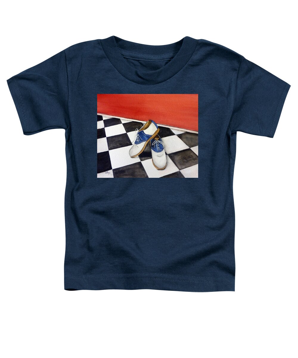 Shoes Toddler T-Shirt featuring the painting Remembering the Saddle Shoes by Kelly Mills