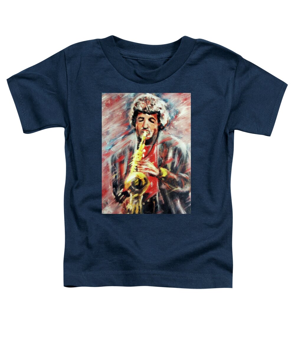 Jazz Toddler T-Shirt featuring the painting Jazzin in the Rain by Victor Thomason