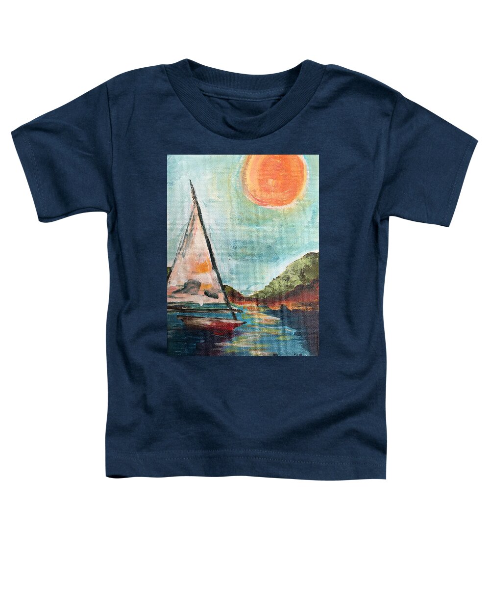 Sailboat Painting Toddler T-Shirt featuring the painting Sail by Catalina by Roxy Rich