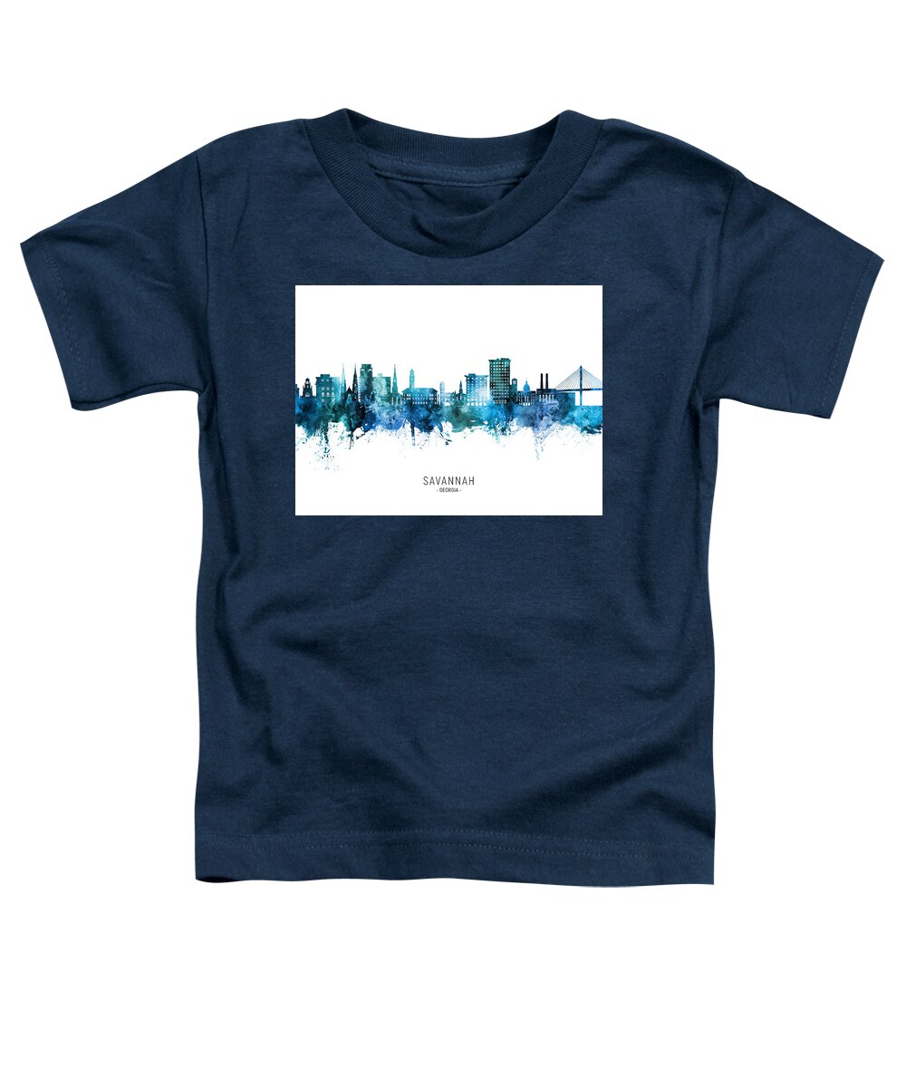 Savannah Toddler T-Shirt featuring the digital art Savannah Georgia Skyline #08 by Michael Tompsett