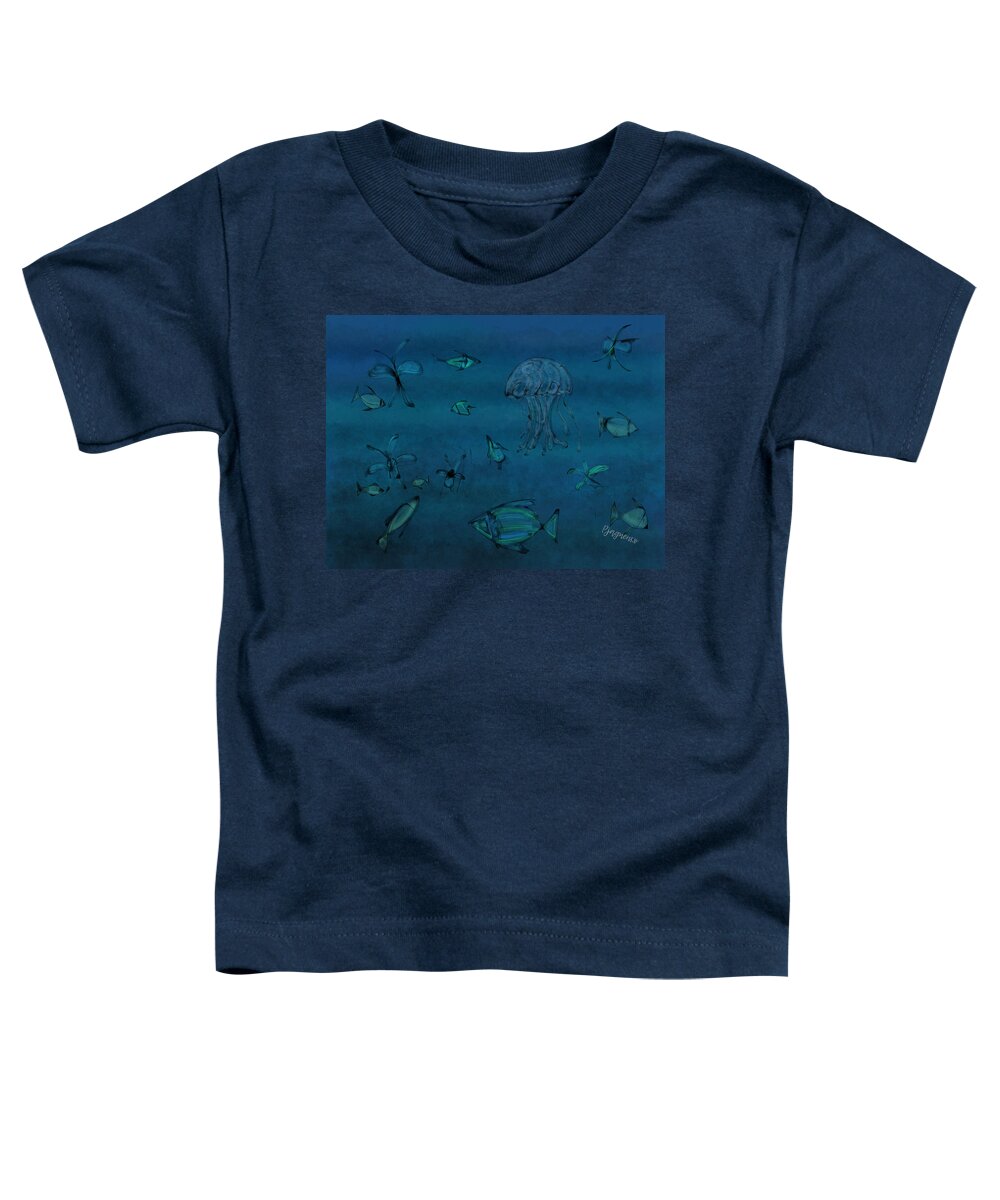 Sea Life Toddler T-Shirt featuring the digital art Sea life #3 by Ljev Rjadcenko