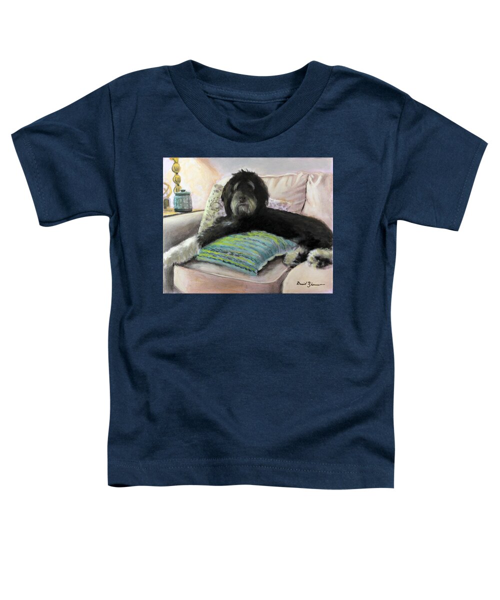 Giant Schnauzer Toddler T-Shirt featuring the painting Shep by David Zimmerman