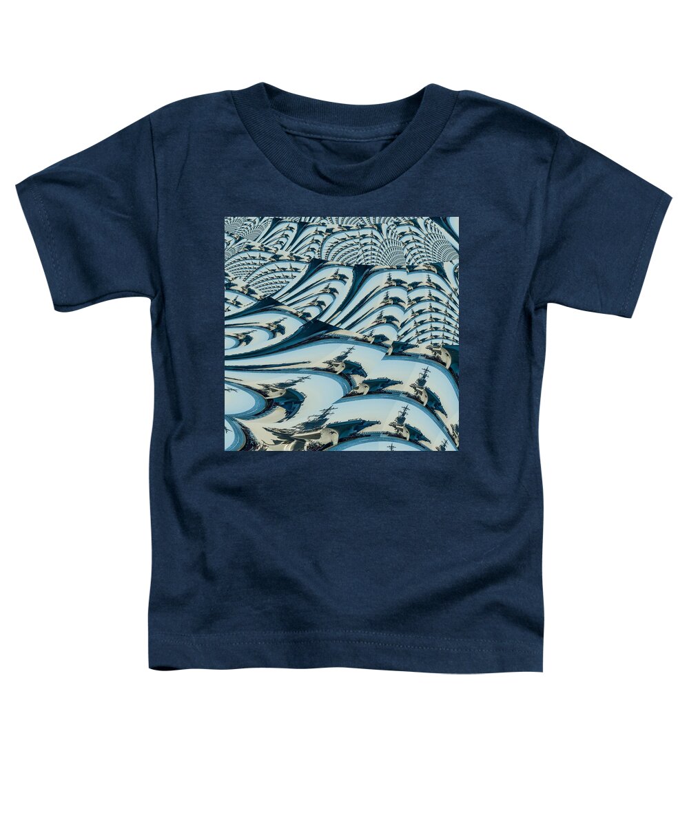 Fractal Toddler T-Shirt featuring the mixed media Skye Blue Mother Waiting Crew by Stephane Poirier