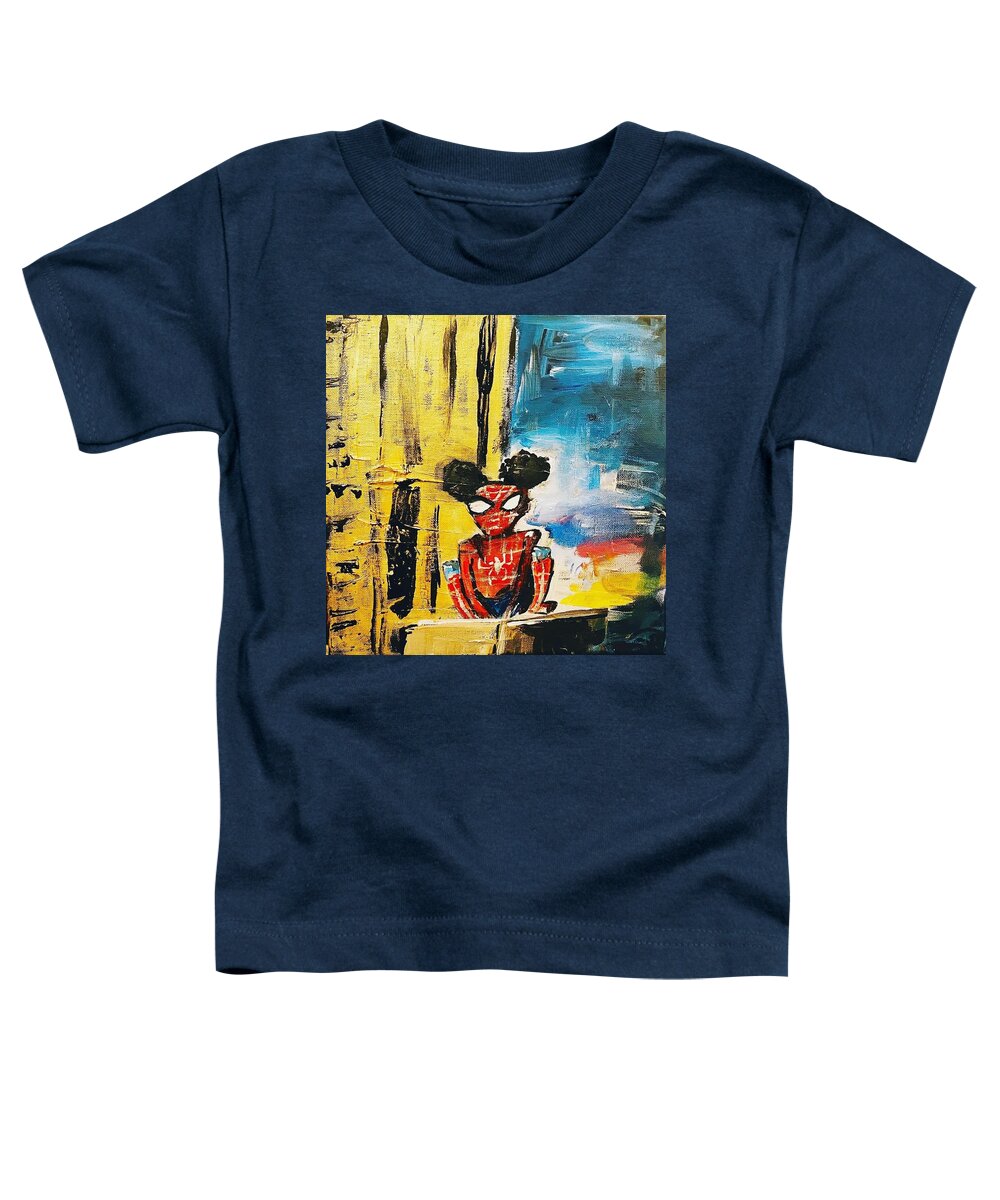 Fun Love Girl Black Girl Art Collector Happy Viral Happy Color Toddler T-Shirt featuring the painting Spider Girl by Shemika Bussey
