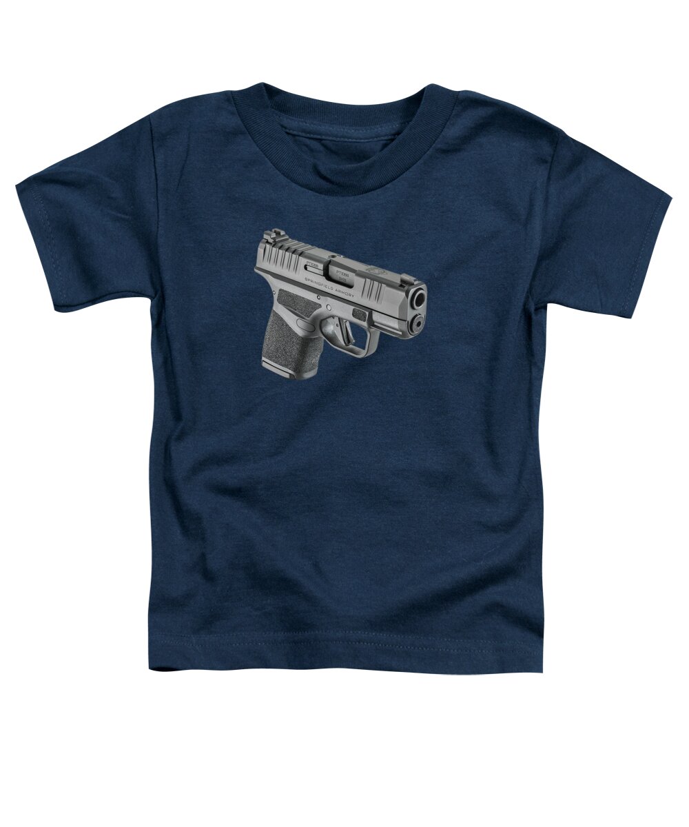 Springfield Armory Toddler T-Shirt featuring the mixed media Springfield Armory Hellcat Pistol Trees Texture by Movie Poster Prints