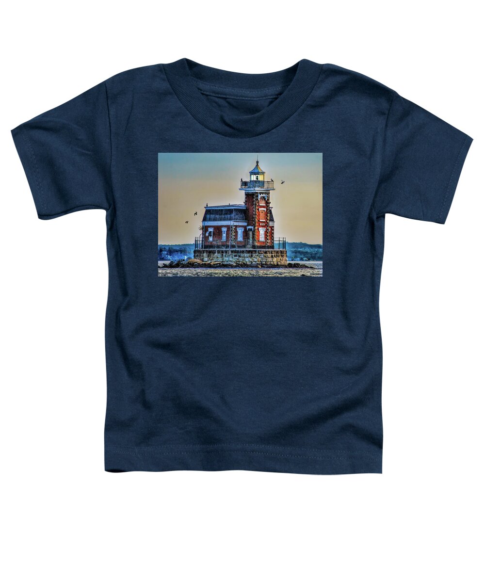 Lighthouse Toddler T-Shirt featuring the photograph Stepping Stones Lighthouse Near the Throgs Neck Bridge by Cordia Murphy