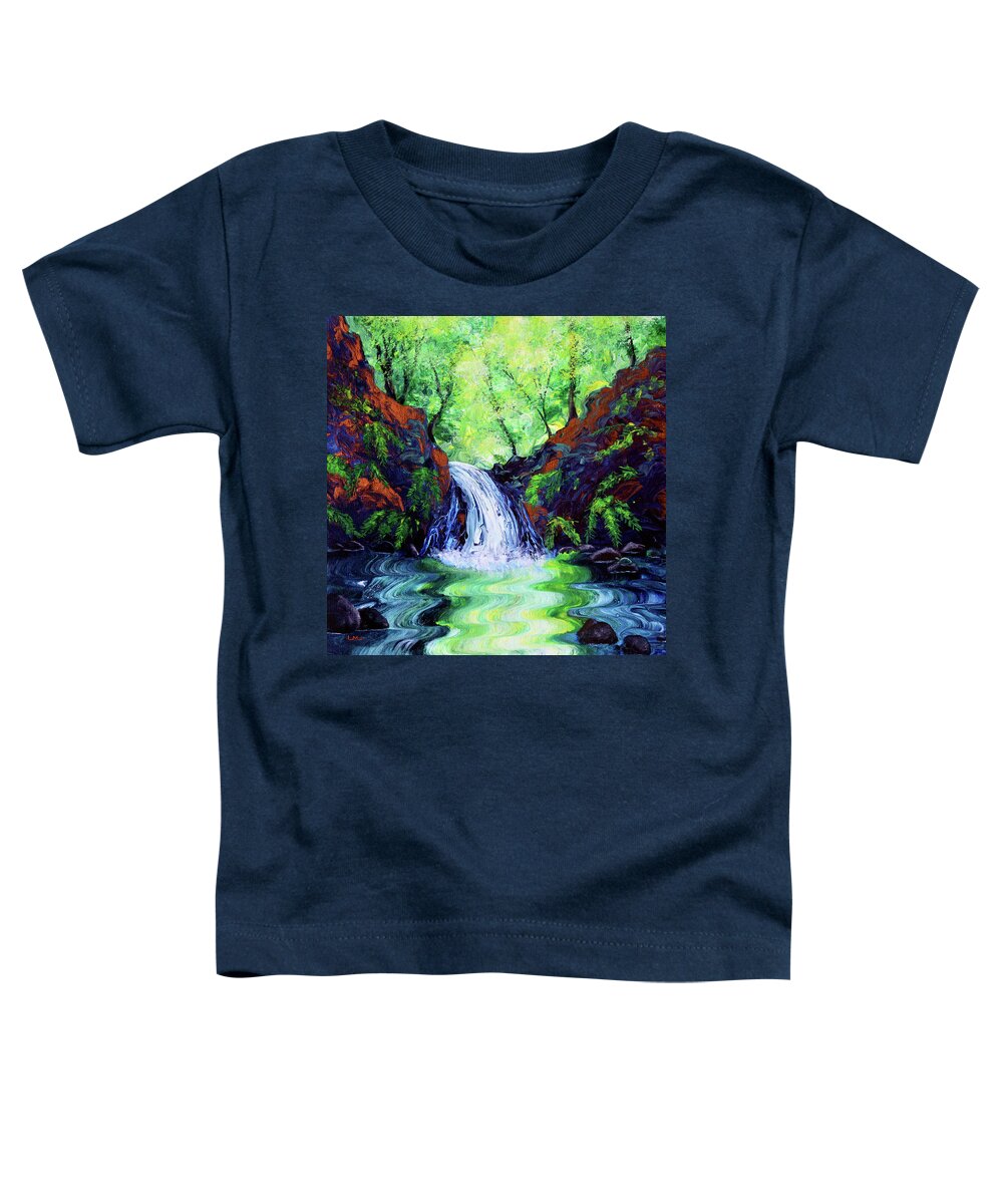 Waterfall Toddler T-Shirt featuring the painting Sunny St. Patrick's Day at a Waterfall by Laura Iverson