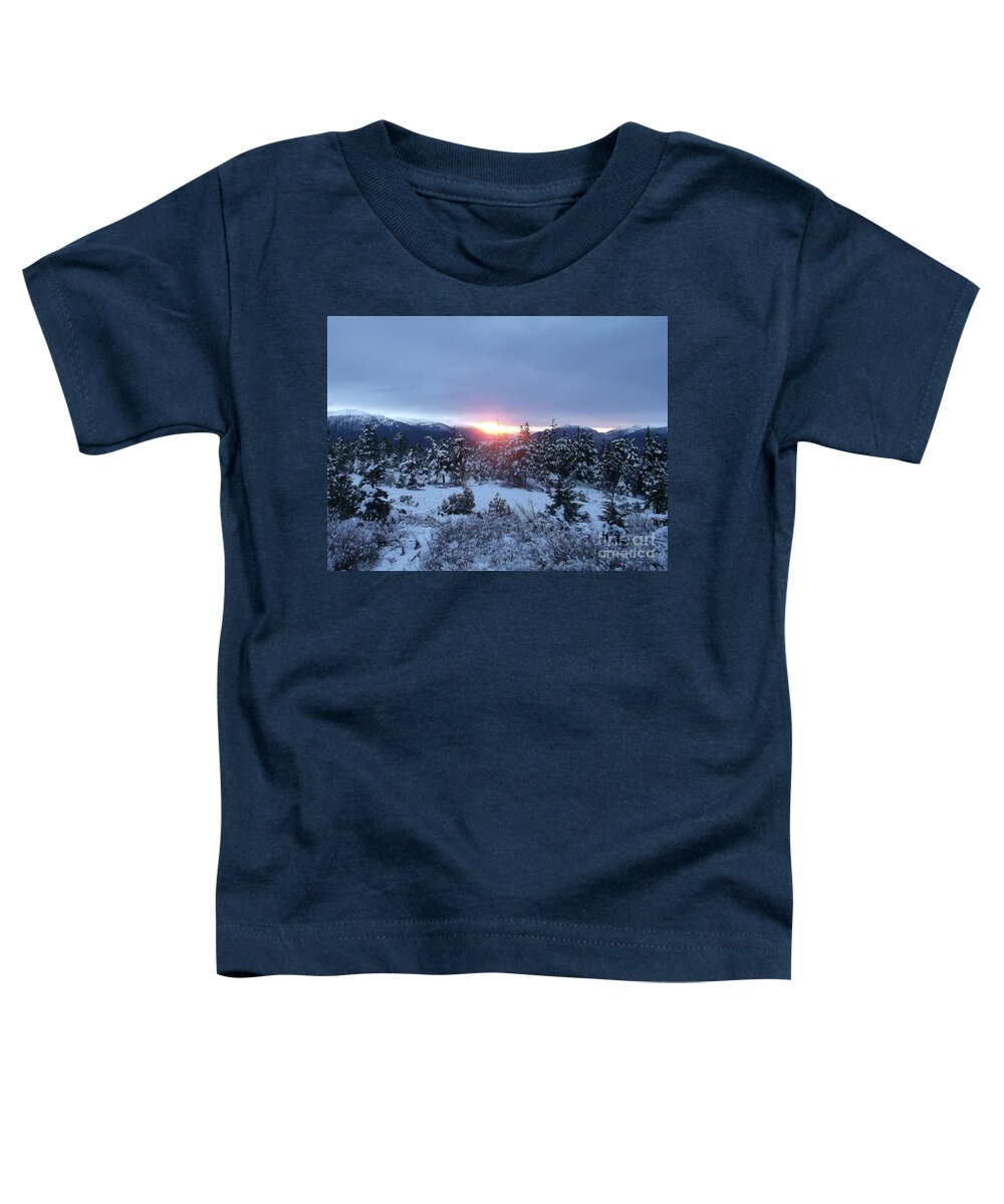 #juneau #alaska #ak #cruise #tours #winter #frozen #clouds #morning #sunrise #vacation #peaceful #cold Toddler T-Shirt featuring the photograph Sunrise on a New Day by Charles Vice