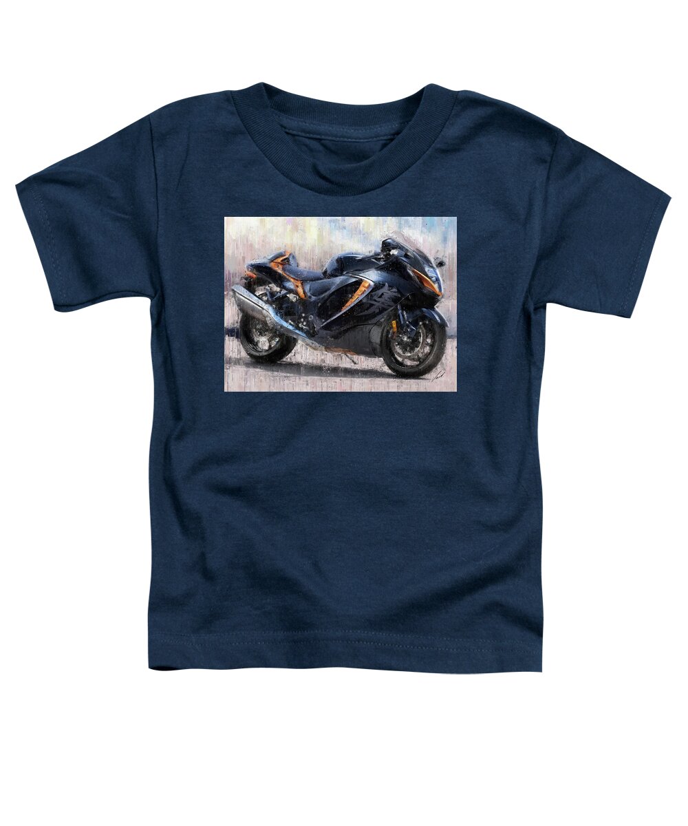 Motorcycle Toddler T-Shirt featuring the painting SUZUKI HAYABUSA GSX1300R Motorcycles by Vart by Vart