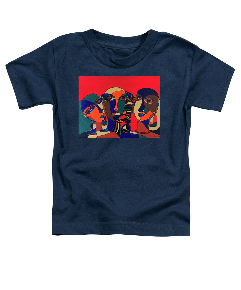 Abstract Art Toddler T-Shirt featuring the painting The Conversation by Raji Musinipally
