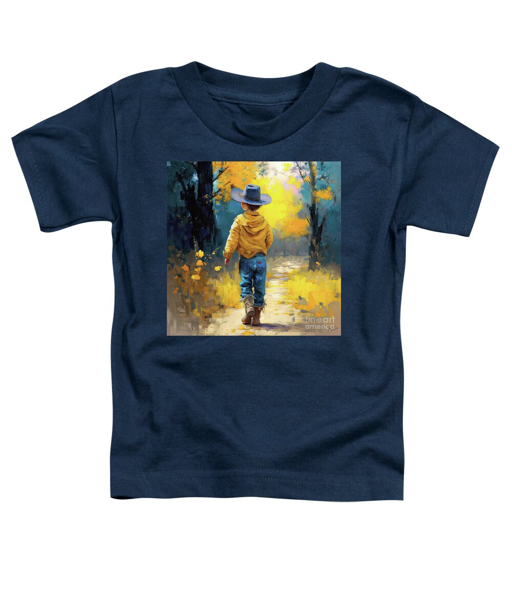 Cowboy Toddler T-Shirt featuring the painting The Little Wanderer by Tina LeCour