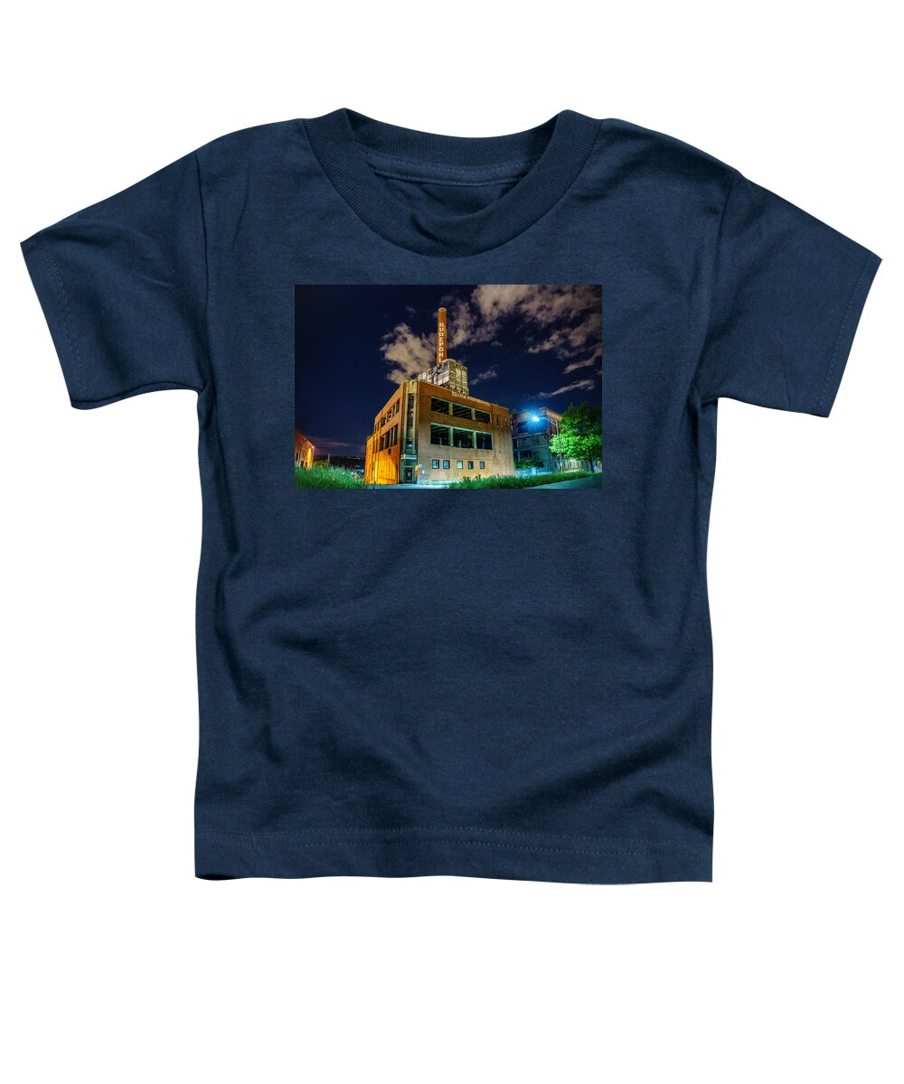 Abandoned Toddler T-Shirt featuring the photograph The old Hudepohl Beer Factory before demolition in Cincinnati Ohio 05-22-2017 by Dave Morgan