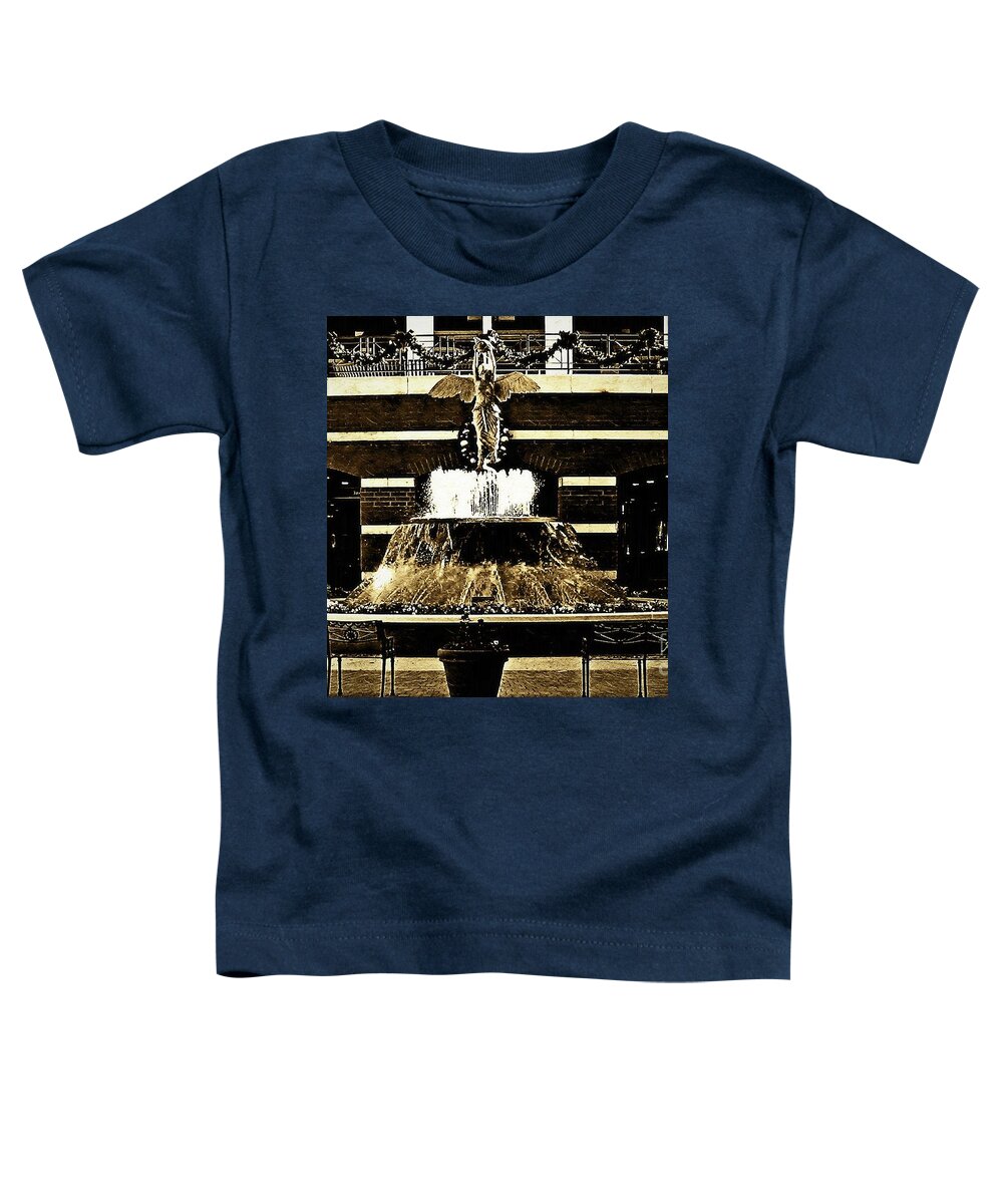 Sepia Toddler T-Shirt featuring the photograph The Sepia Angel of Flight Fountain by Aberjhani
