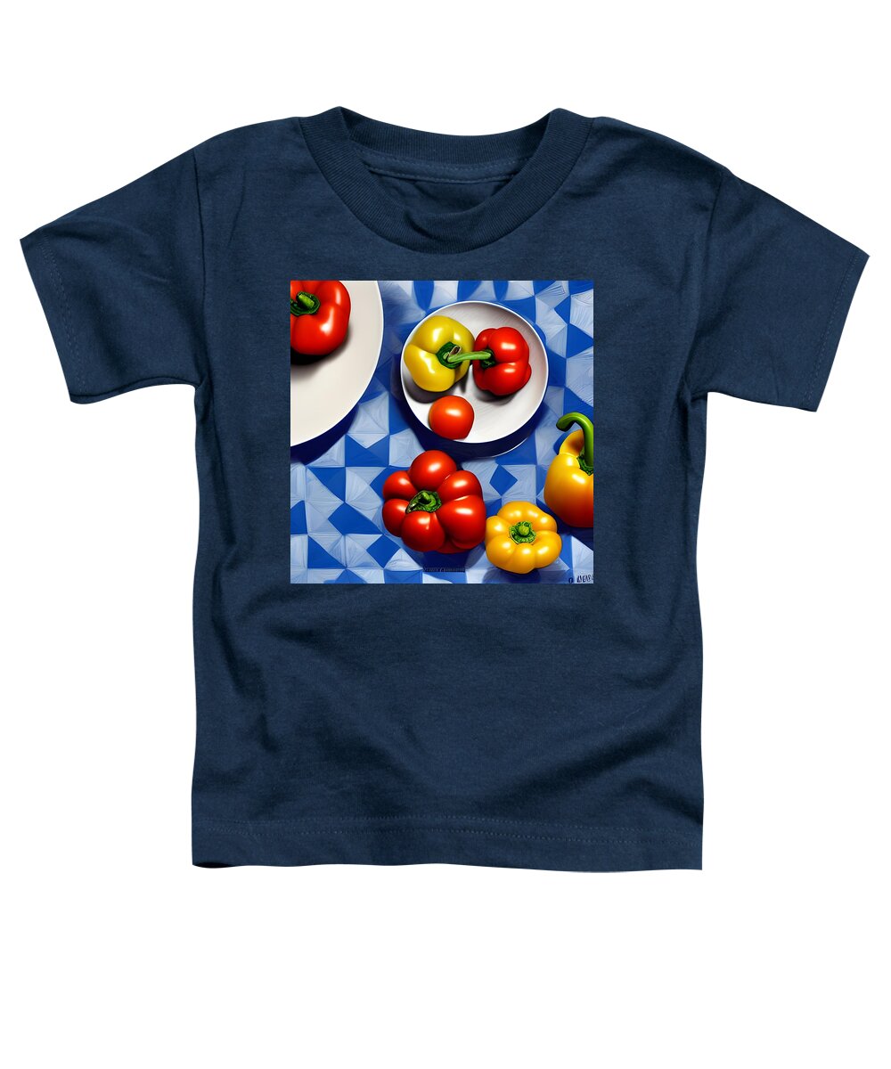 Fruit Toddler T-Shirt featuring the digital art Tomatoes and Peppers by Katrina Gunn