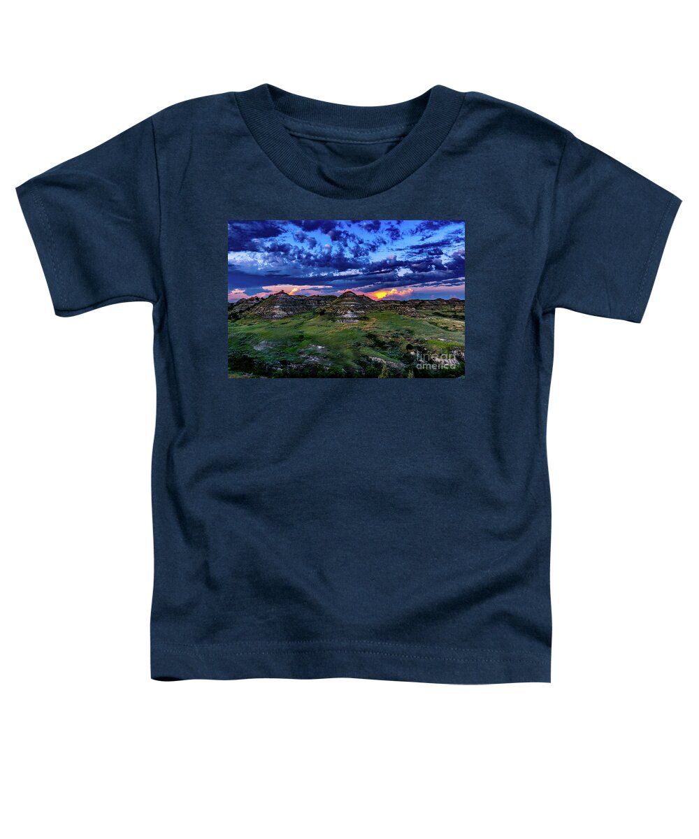 Theodore Toddler T-Shirt featuring the photograph TRNP Back Country Setting Sun by Nathan Wasylewski