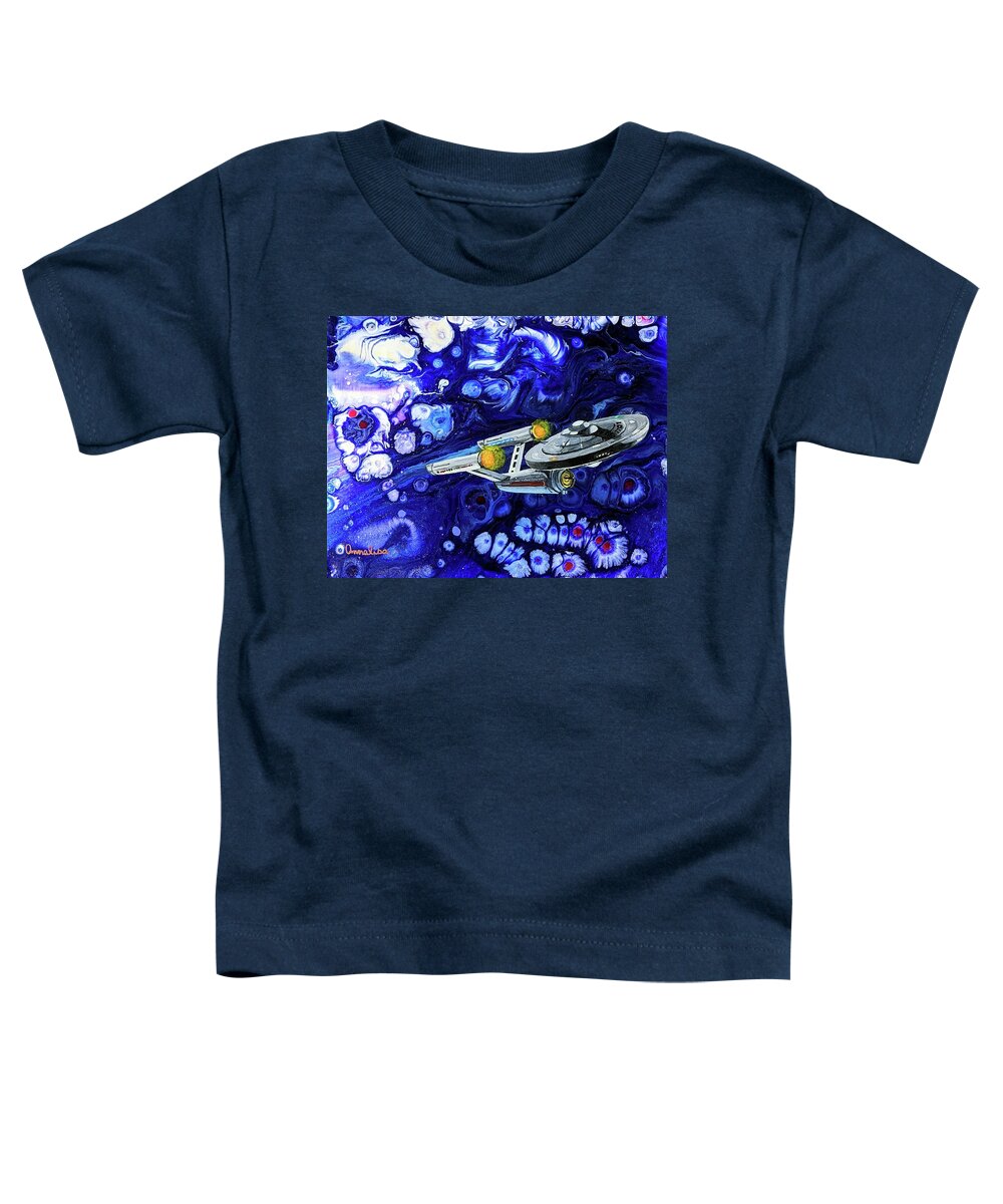Pour Painting Toddler T-Shirt featuring the painting Very Strange New Worlds by Annalisa Rivera-Franz