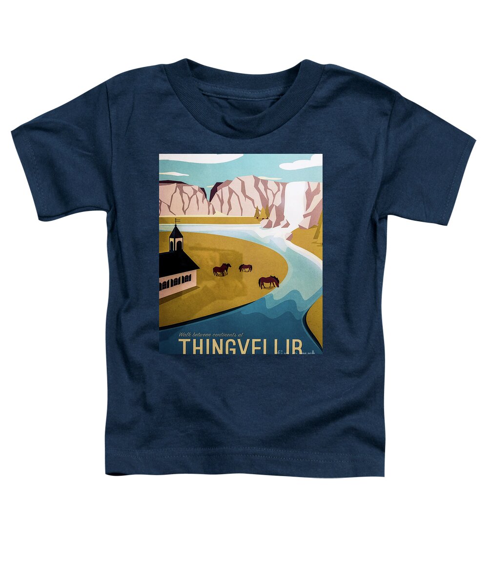 Iceland Toddler T-Shirt featuring the drawing Vintage Iceland Travel Poster 3 by M G Whittingham