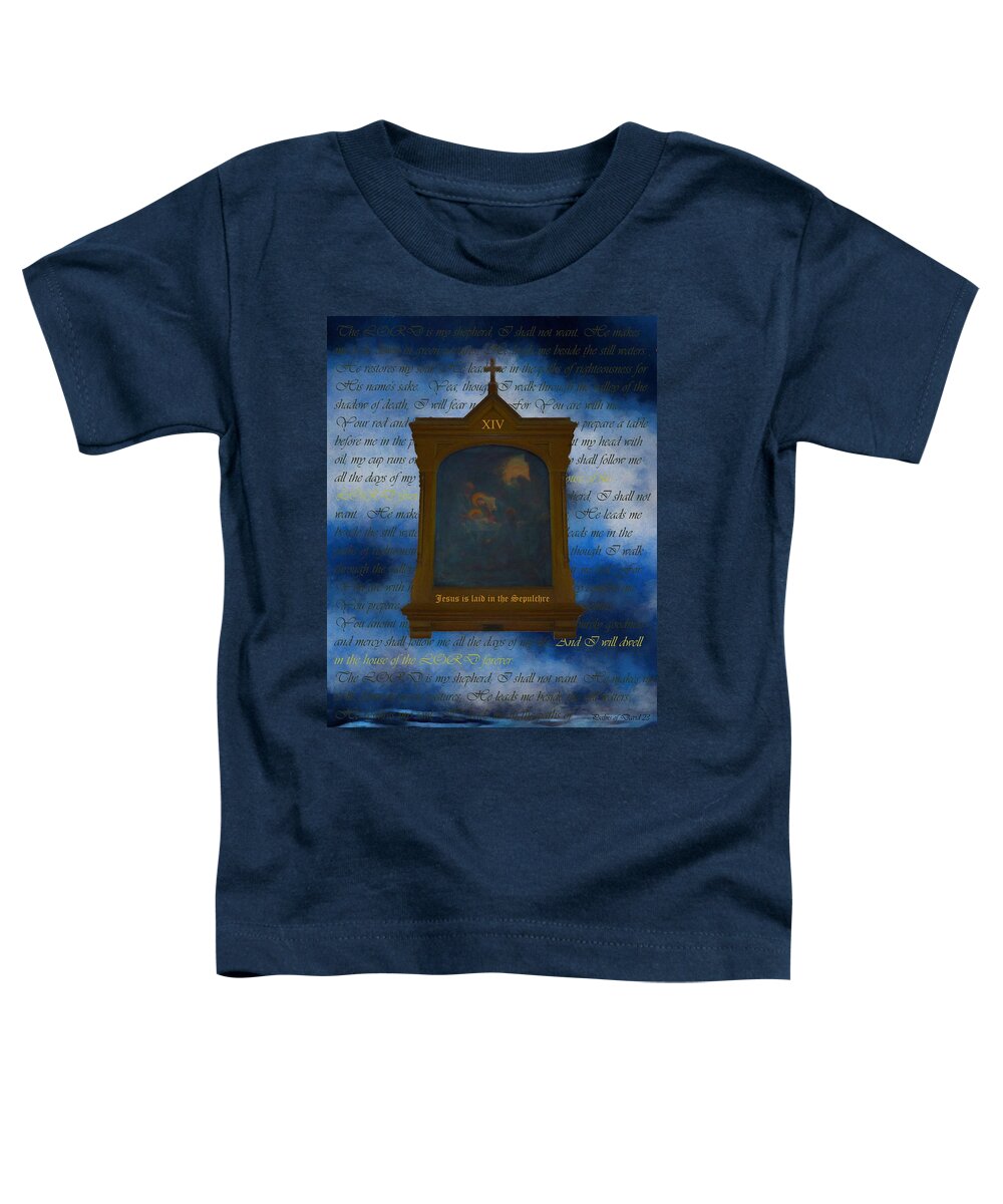 Easter Toddler T-Shirt featuring the digital art XIV Jesus Is Laid In The Sepulchre by Joan Stratton