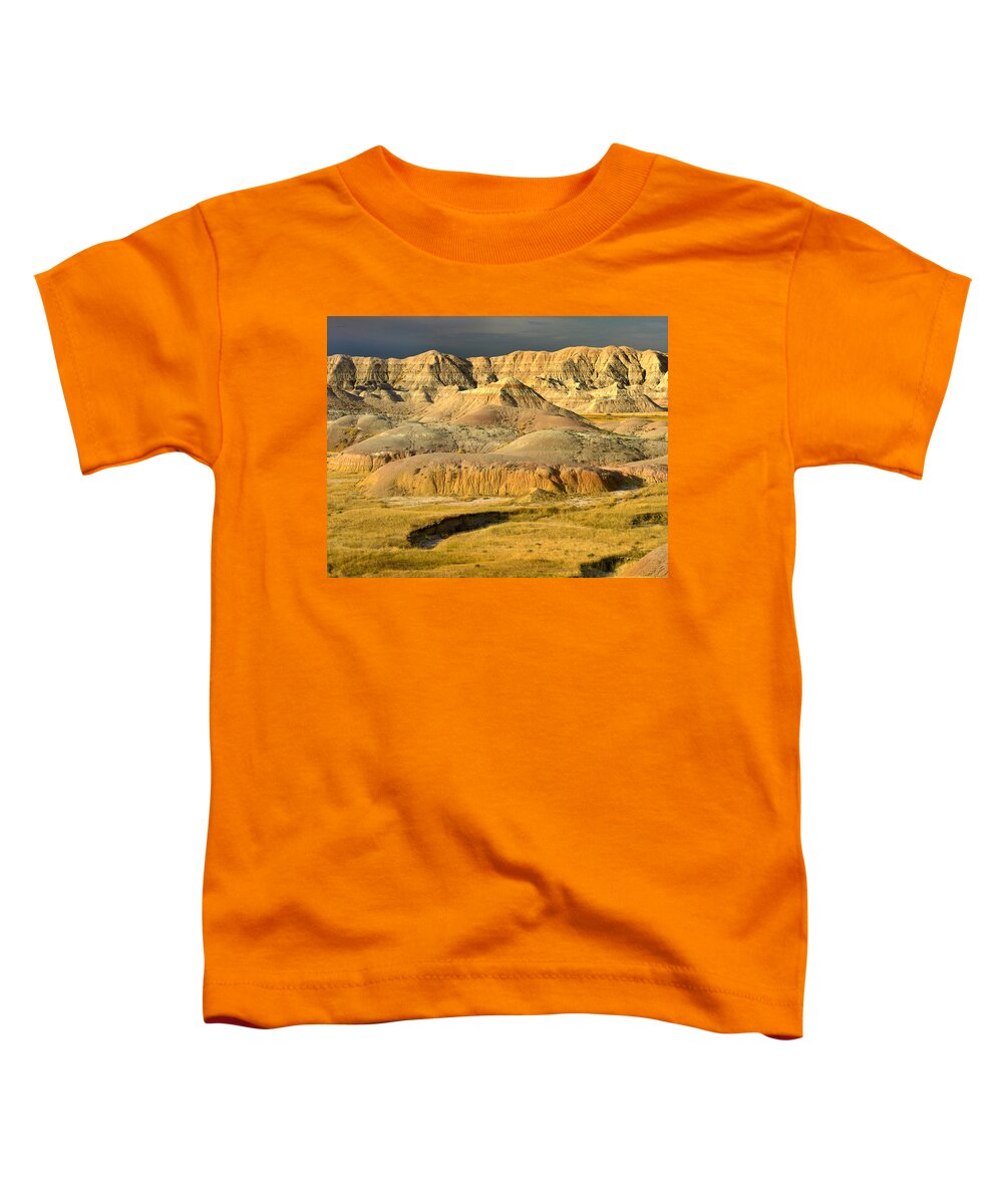 Feb0514 Toddler T-Shirt featuring the photograph Buttes And Prairie Badlands Np South #1 by Tim Fitzharris