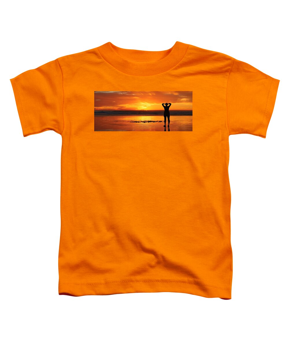 Sunset Toddler T-Shirt featuring the photograph Seaside Reflections by Christy Pooschke