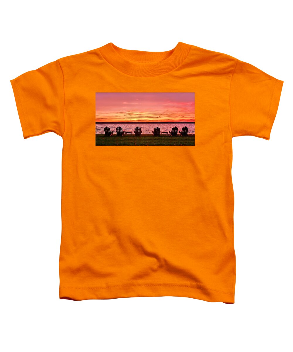 Ny Toddler T-Shirt featuring the photograph Adirondacks in Finger Lakes Sunset by Mitchell R Grosky