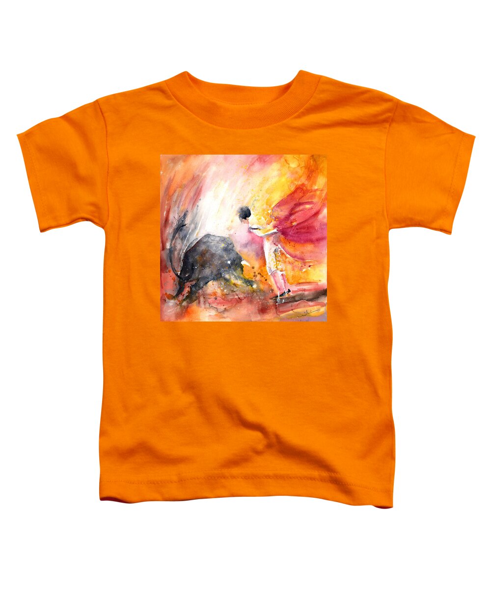 Europe Toddler T-Shirt featuring the painting Angry Little Bull by Miki De Goodaboom