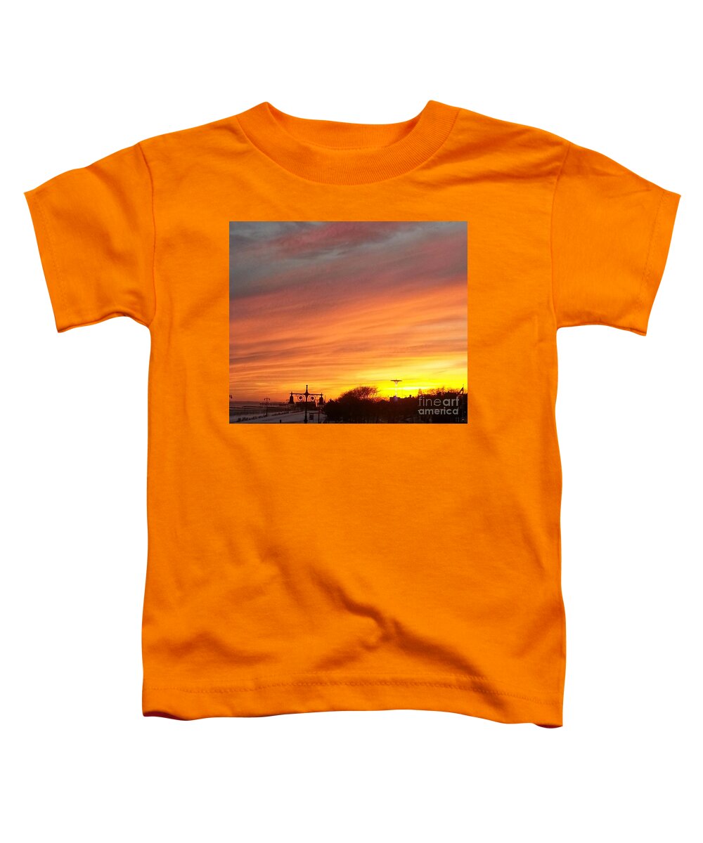 Coney Island Winter Sunset Toddler T-Shirt featuring the photograph Coney Island Winter Sunset by John Telfer