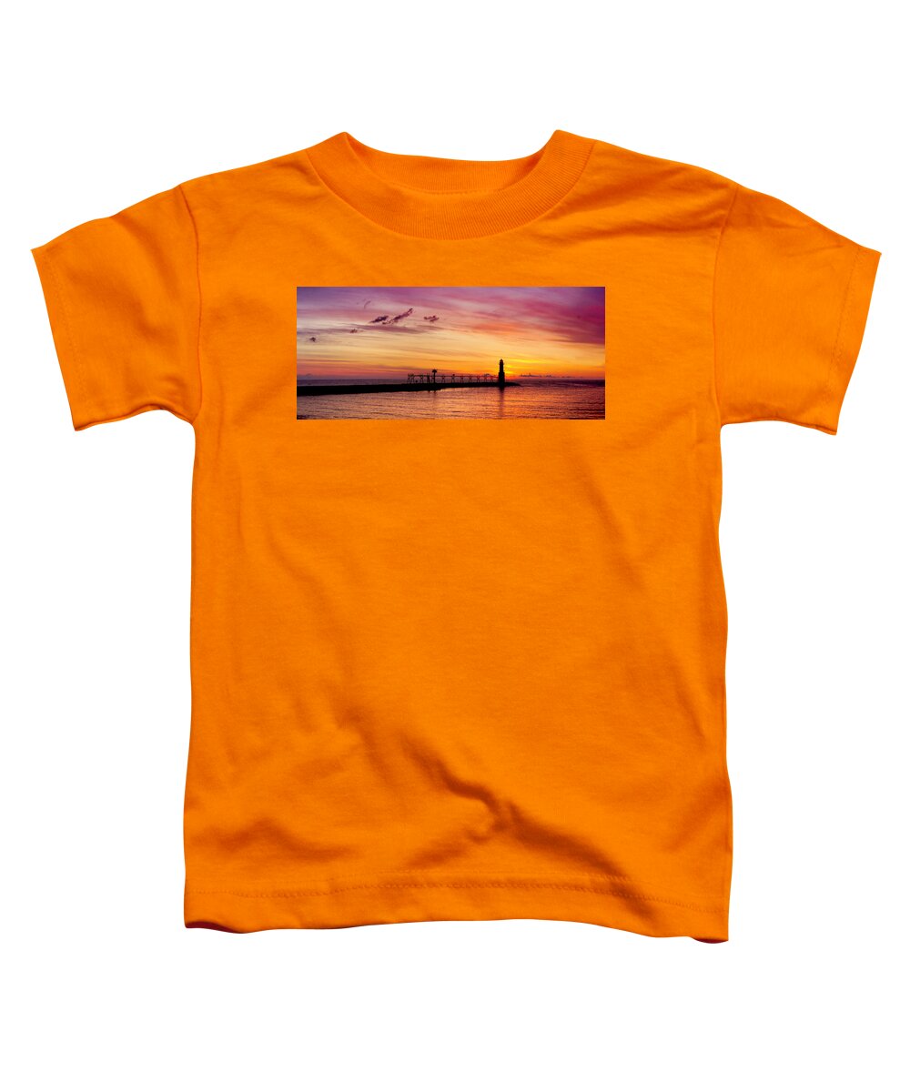 Lighthouse Toddler T-Shirt featuring the photograph Dawn of Promise by Bill Pevlor