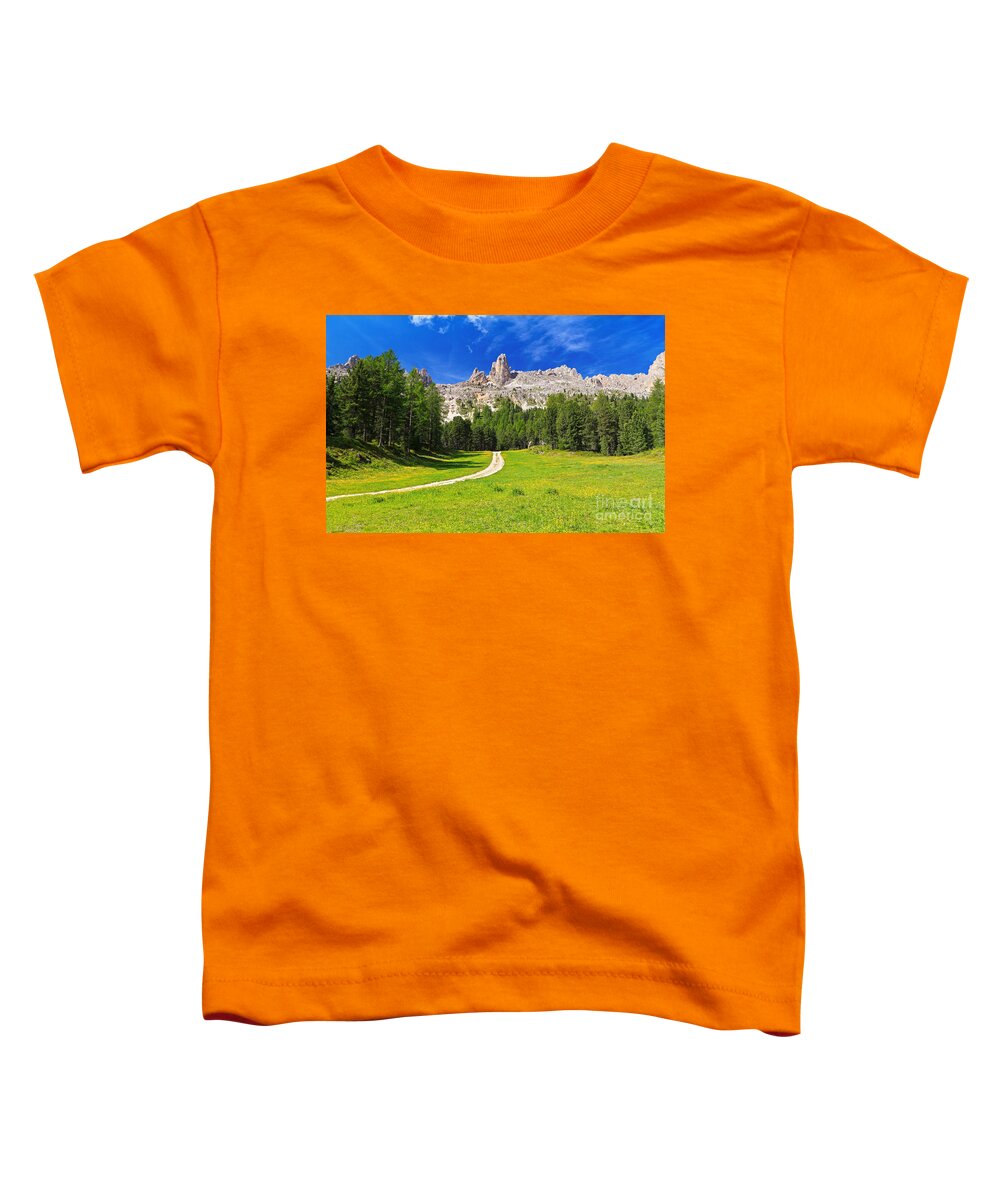 Summer Toddler T-Shirt featuring the photograph Dolomiti - Vaiolet valley by Antonio Scarpi