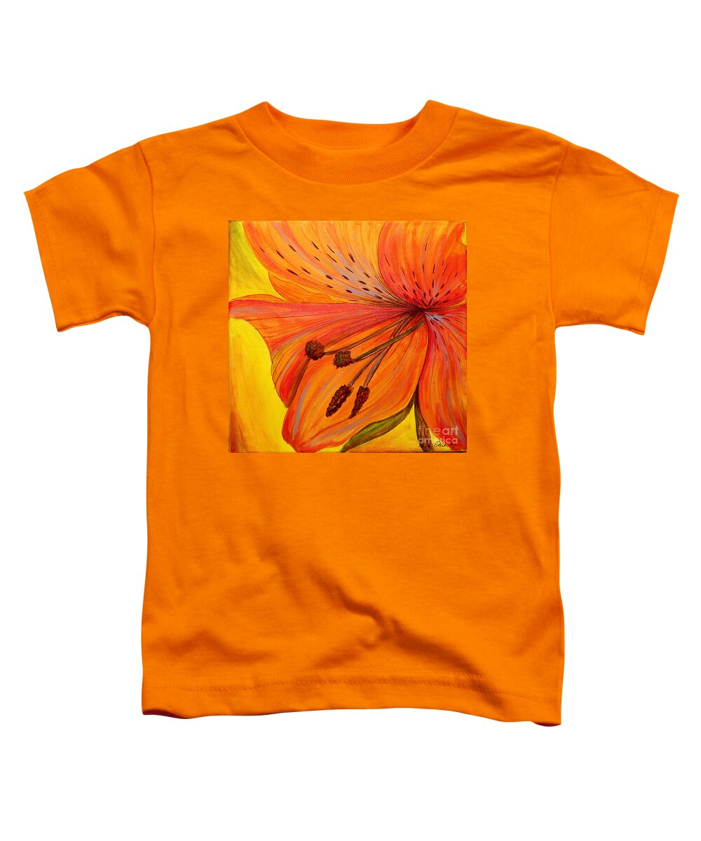  Toddler T-Shirt featuring the painting Freckles On Orange by Lee Owenby