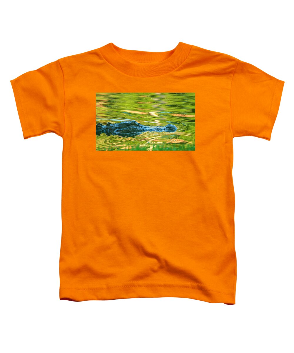 Seabrook Toddler T-Shirt featuring the photograph Gator in pond by Patricia Schaefer