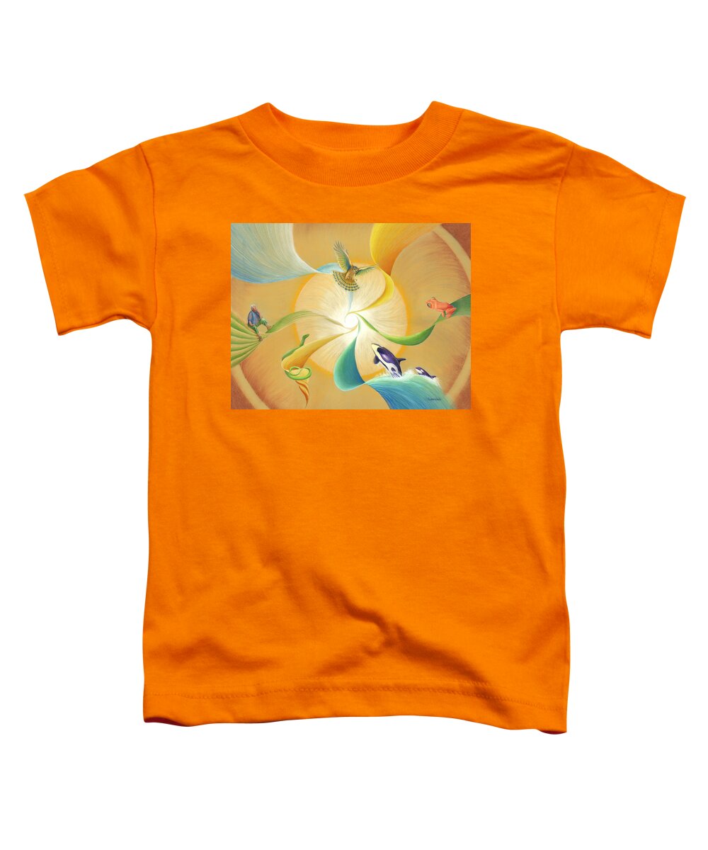 Hawk Toddler T-Shirt featuring the drawing Hawk Above Whale Below by Robin Aisha Landsong