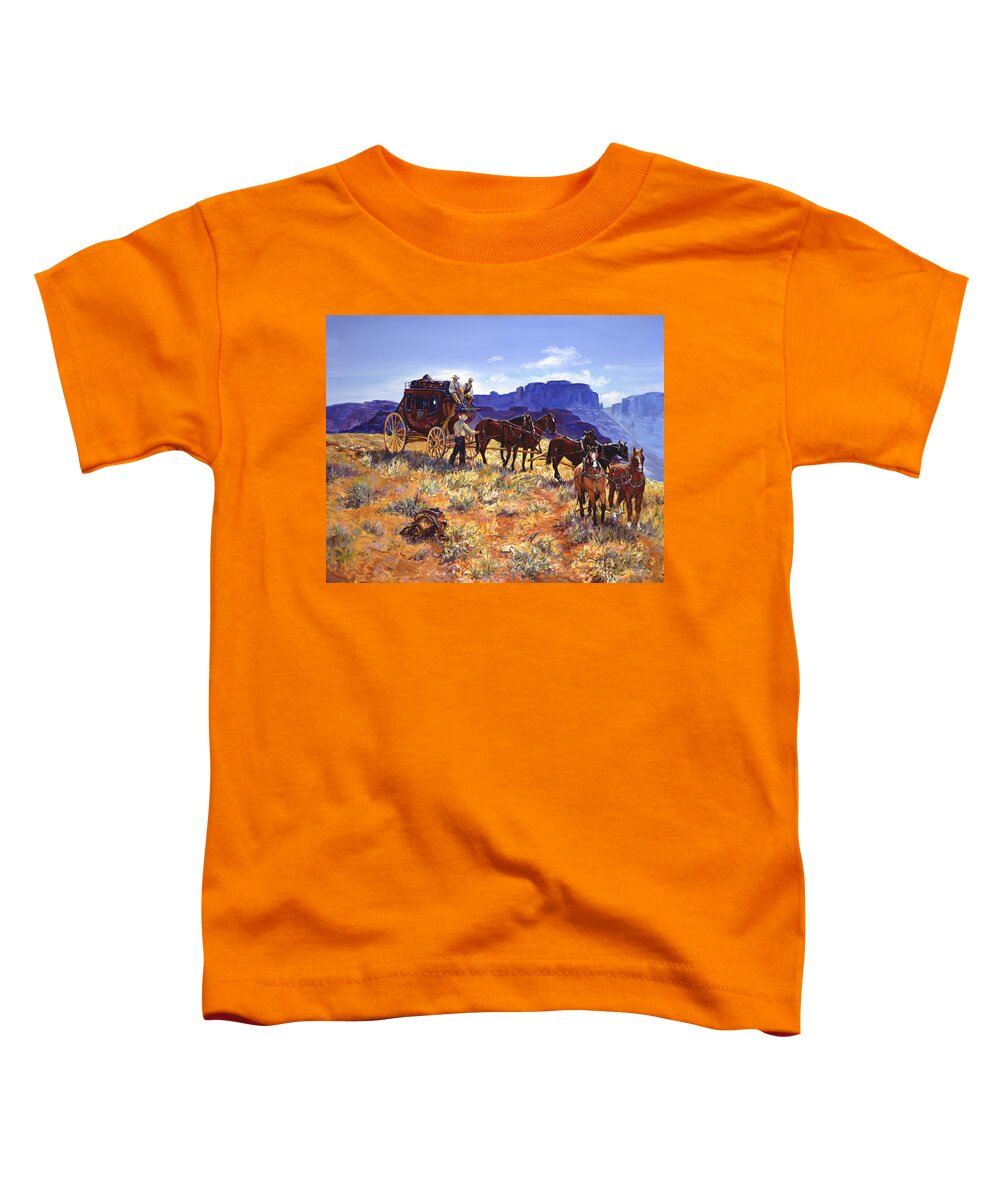 Stagecoach Toddler T-Shirt featuring the painting Hitchin by Page Holland