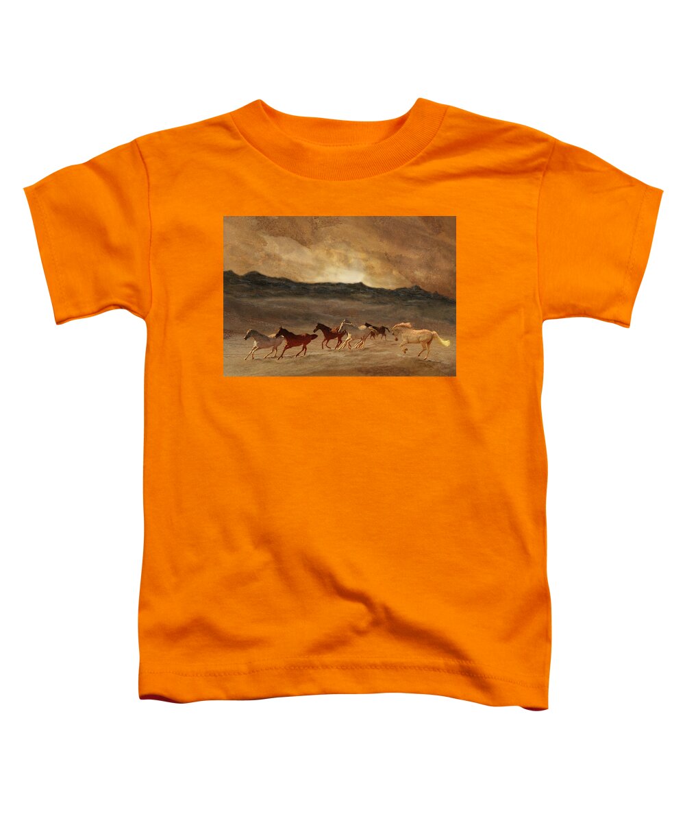 Golden Toddler T-Shirt featuring the photograph Horses of Stone by Melinda Hughes-Berland