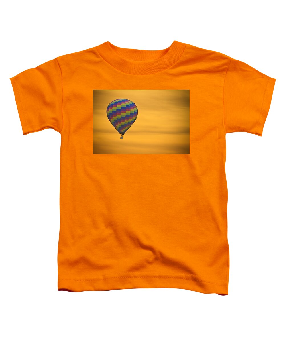 'hot Air Balloon' Toddler T-Shirt featuring the photograph Hot Air Balloon Golden Flight by James BO Insogna