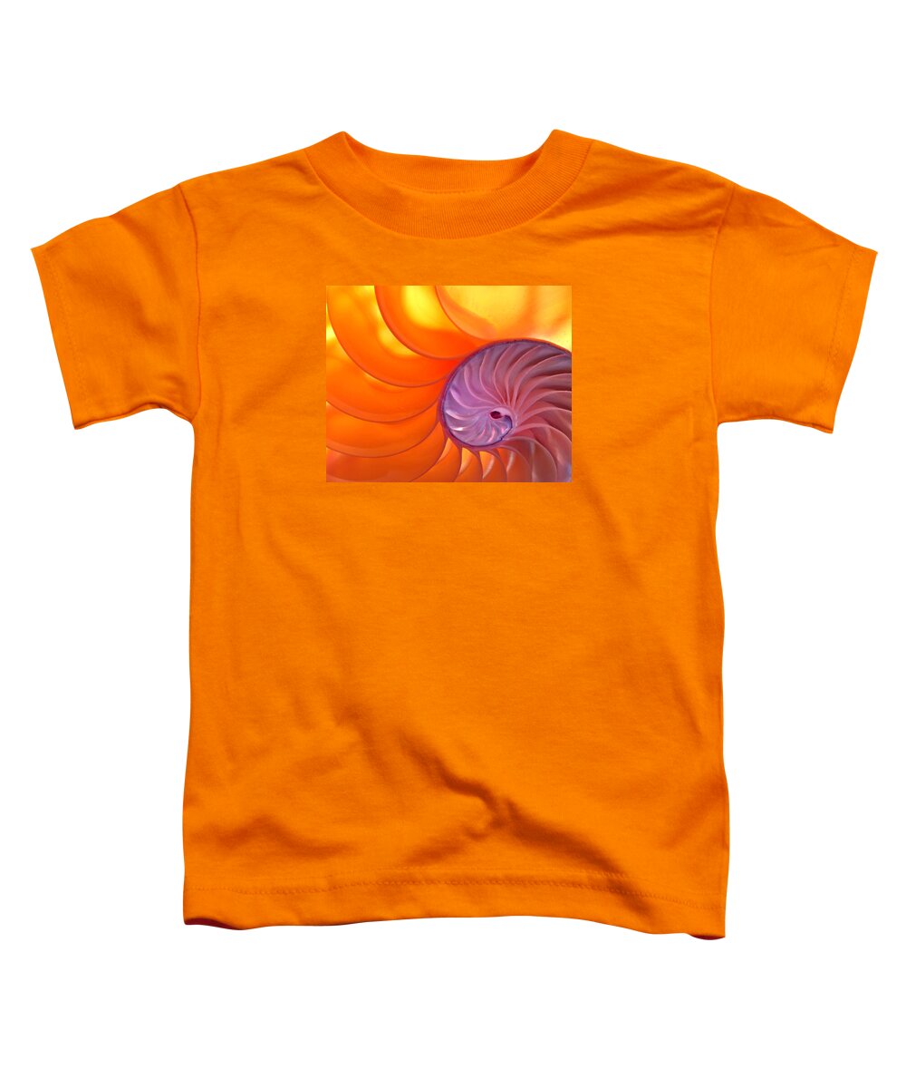Abstract Toddler T-Shirt featuring the photograph Illuminated Translucent Nautilus Shell with Spiral by Phil Cardamone