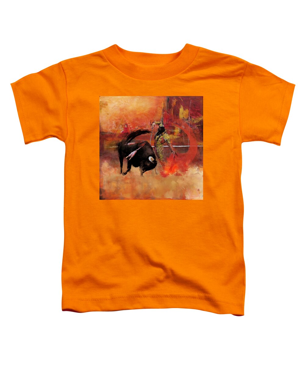Bullfighting Toddler T-Shirt featuring the painting Impressionistic Bullfighting by Corporate Art Task Force