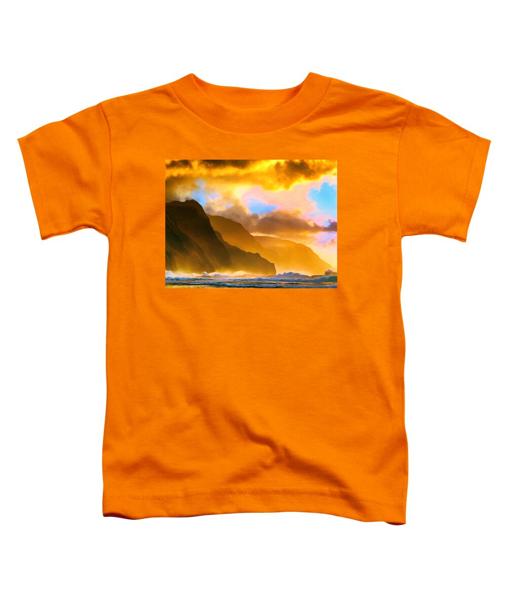 Ke'e Beach Toddler T-Shirt featuring the painting Ke'e Beach Sunset by Dominic Piperata