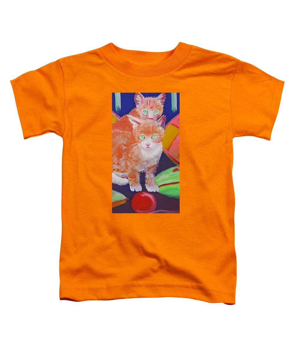 Kittens Toddler T-Shirt featuring the painting kittens With A Ball of Wool by Charles Stuart