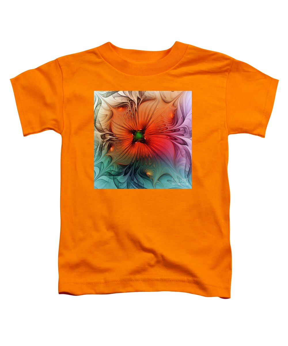 Abstract Toddler T-Shirt featuring the digital art Luxury Blossom dressed in velvet and silk by Karin Kuhlmann