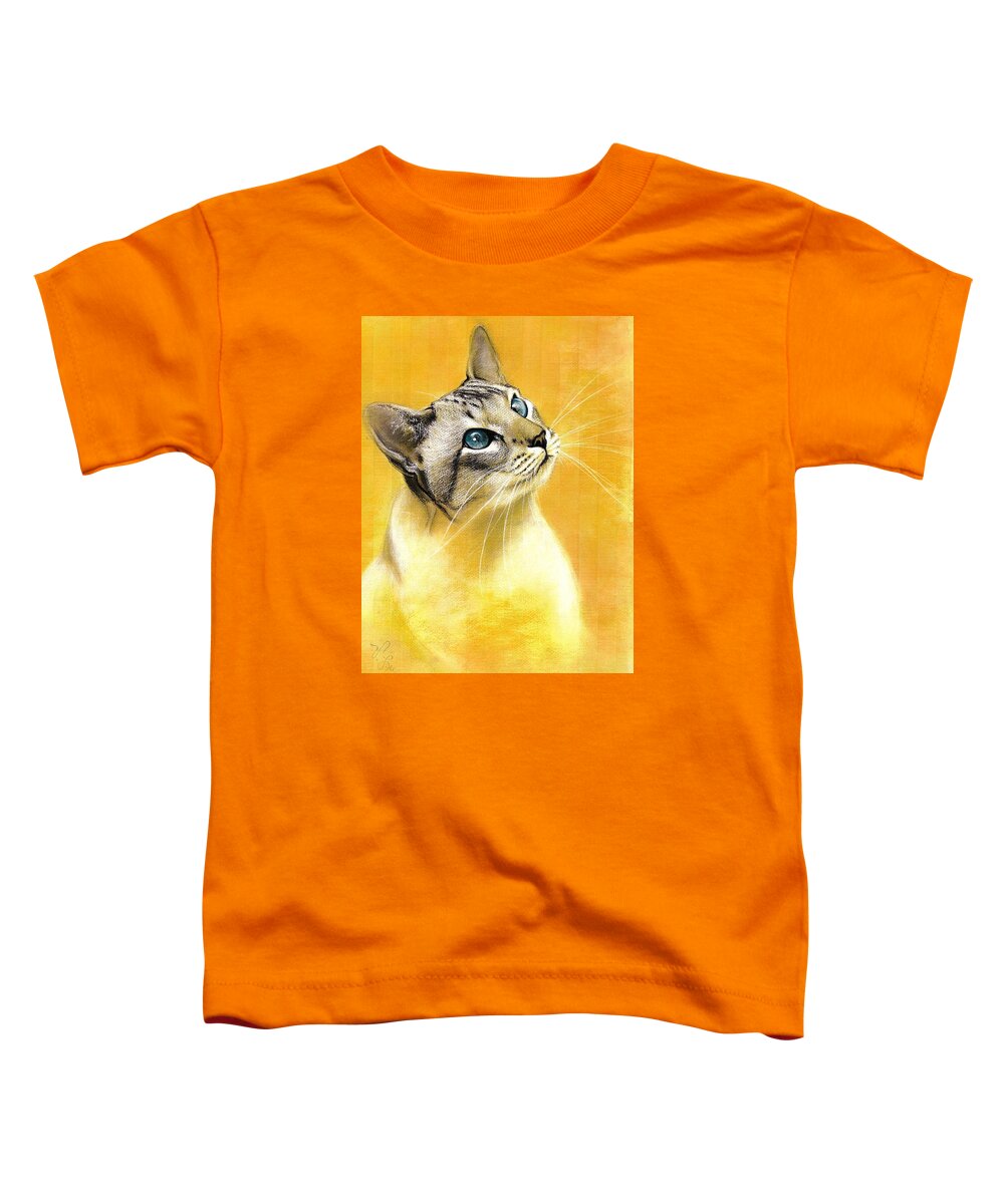 Cat Toddler T-Shirt featuring the drawing Lynx Point Siamese by VLee Watson