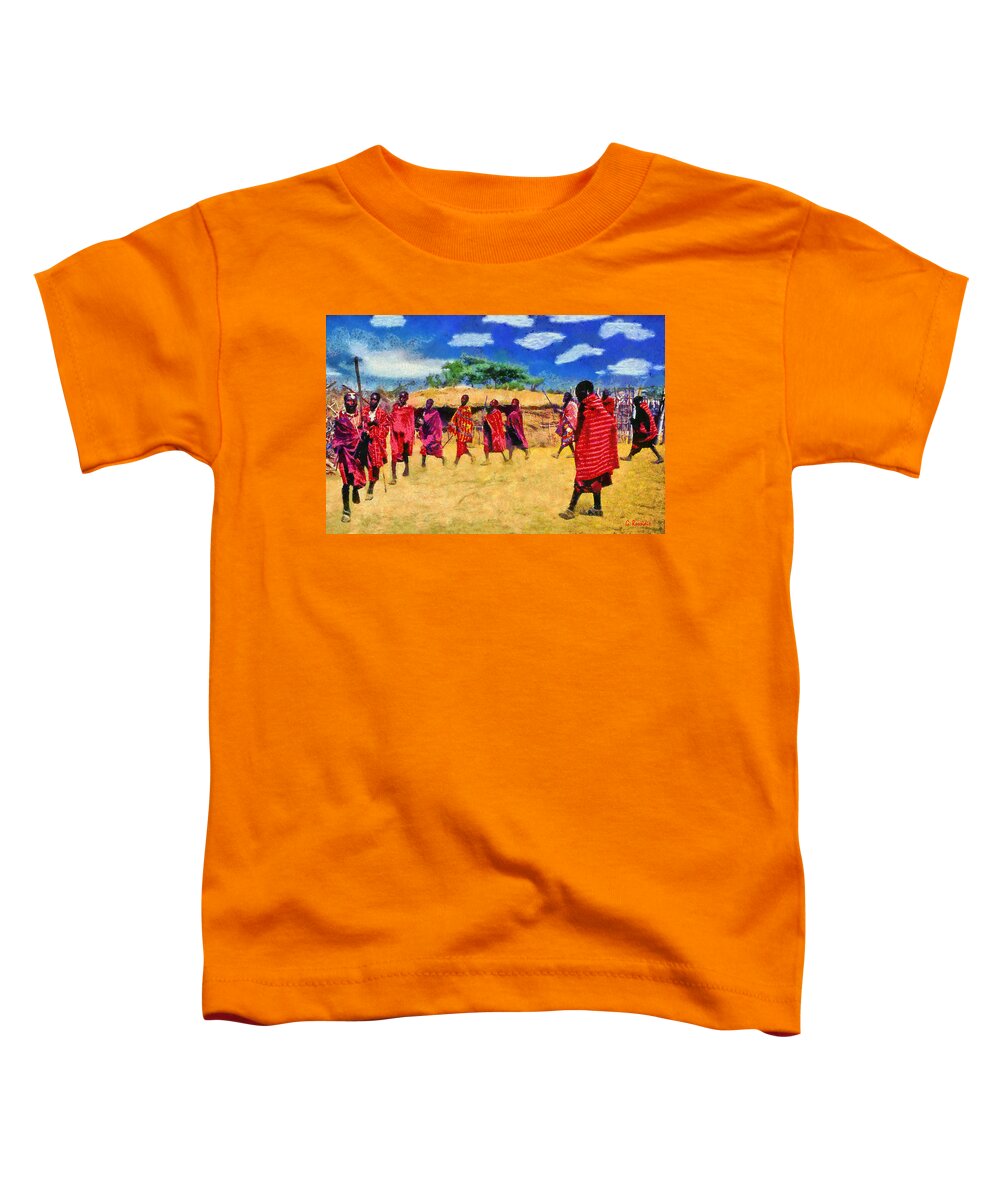 Rossidis Toddler T-Shirt featuring the painting Masai dance by George Rossidis