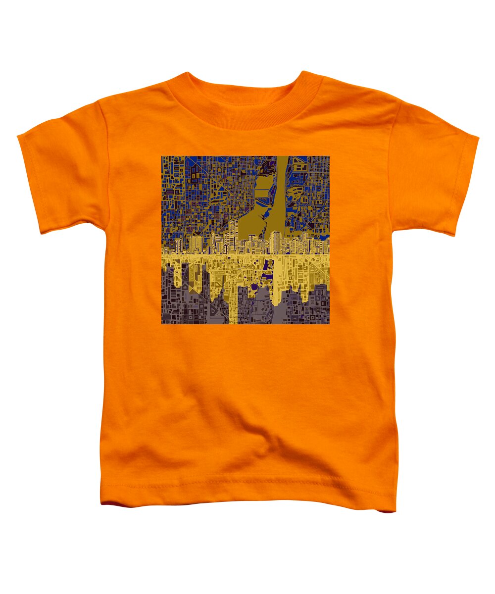 Miami Toddler T-Shirt featuring the painting Miami Skyline Abstract 3 by Bekim M