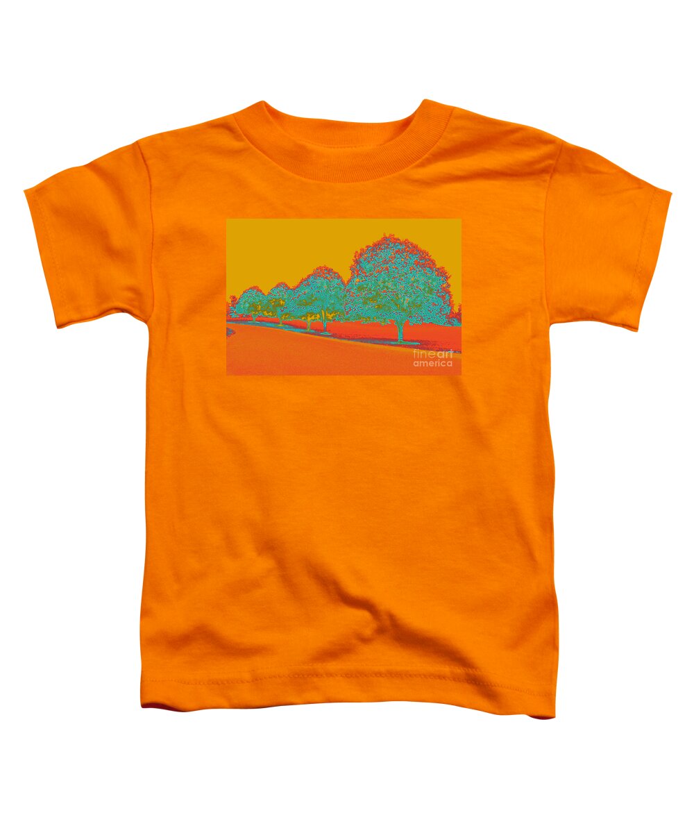 Outdoor Toddler T-Shirt featuring the digital art Neon Trees in the Fall by Karen Adams