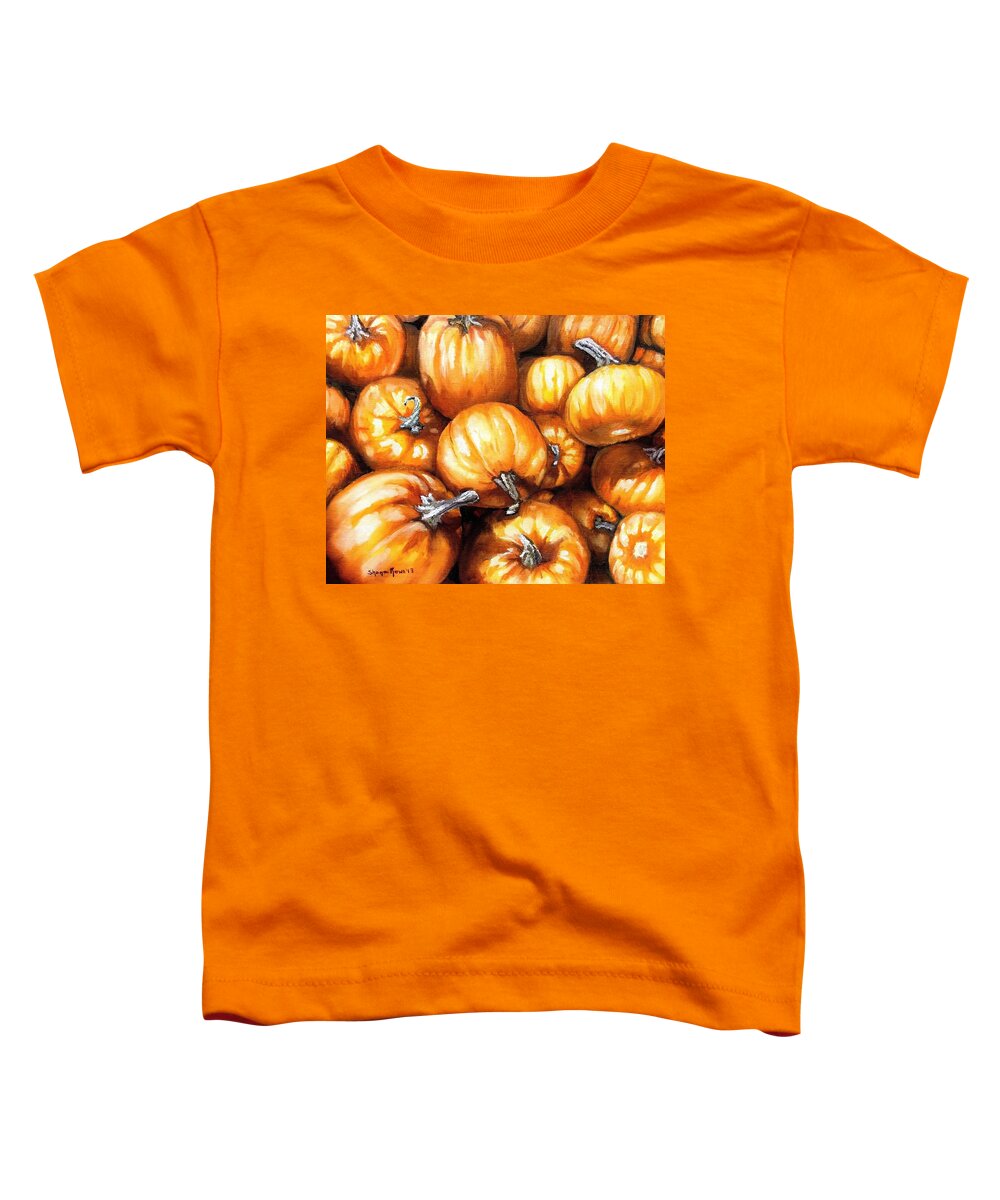 Pumpkins Toddler T-Shirt featuring the painting Pumpkin Palooza by Shana Rowe Jackson