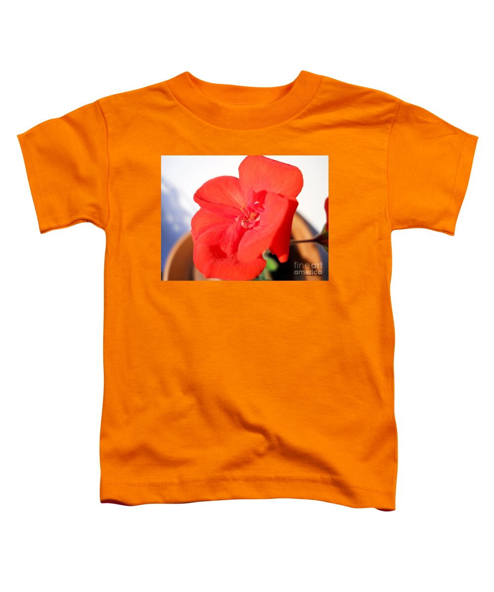 Red Flower Toddler T-Shirt featuring the photograph Red Geranium by Ramona Matei