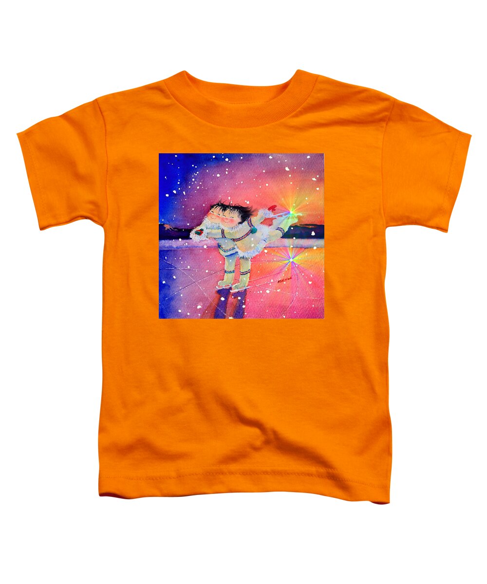 Skaters Toddler T-Shirt featuring the painting Romance In The Midnight Sun by Hanne Lore Koehler