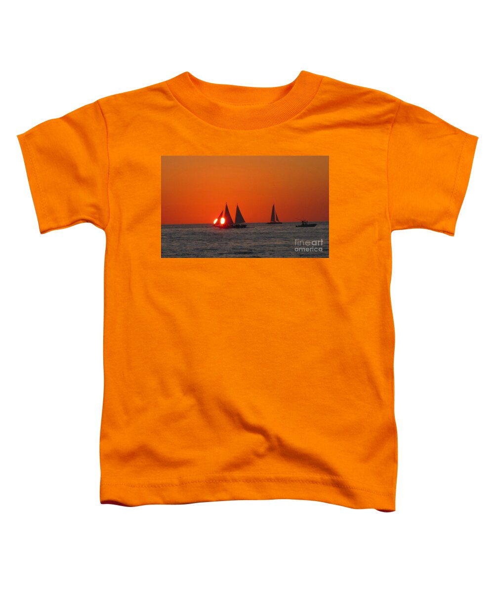 Sunset Toddler T-Shirt featuring the photograph Ship sailing in the Sunset by Amanda Mohler